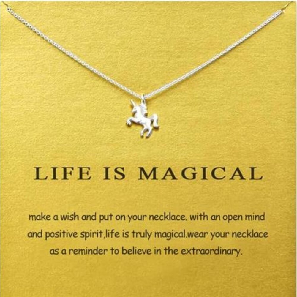 Unicorn Pendant Necklace – “Life is Magical” Inspirational Jewelry Friendship